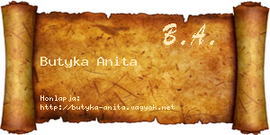 Butyka Anita névjegykártya